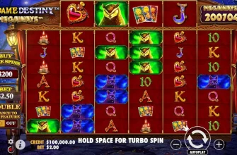 Gameplay screen of Madame Destiny Megaways slot with 200,704 ways to win and cascading reels