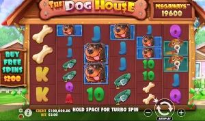 The Dog House Megaways Slot Gameplay Screen