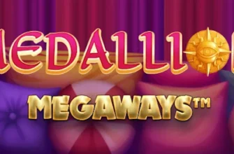 Medallion Megaways logo with vibrant background featuring colorful cushions and a mystical theme