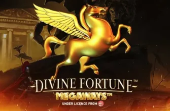 Divine Fortune Megaways logo featuring a golden Pegasus with a Greek mythology theme