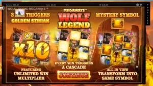 Wolf Legend Megaways start menu